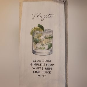 NWT MOJITO Tea Towel with Ingredients Printed on the Front. White. 100% Cotton.